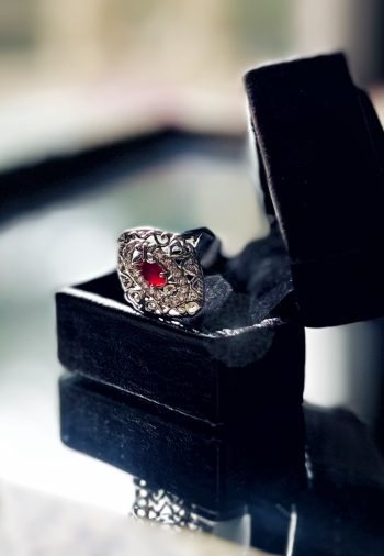 Pure silver ring with ruby