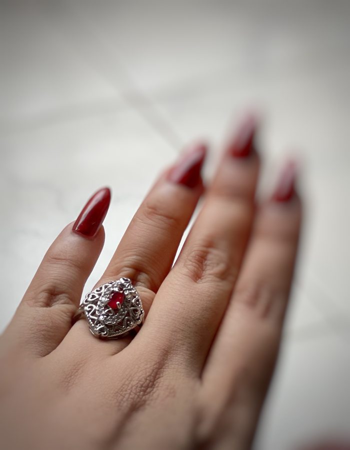 Pure silver ring with ruby - Image 5