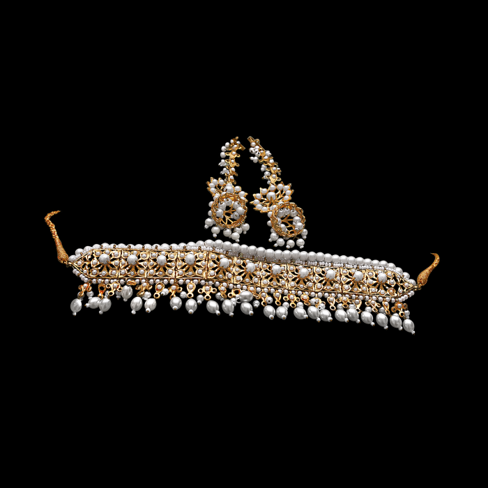 Hyderbadi Choker set with Ruby and pearl - Image 3