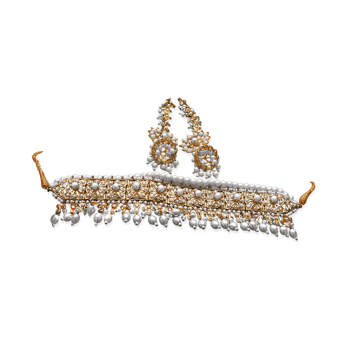 Hyderbadi Choker set with Ruby and pearl - Image 2