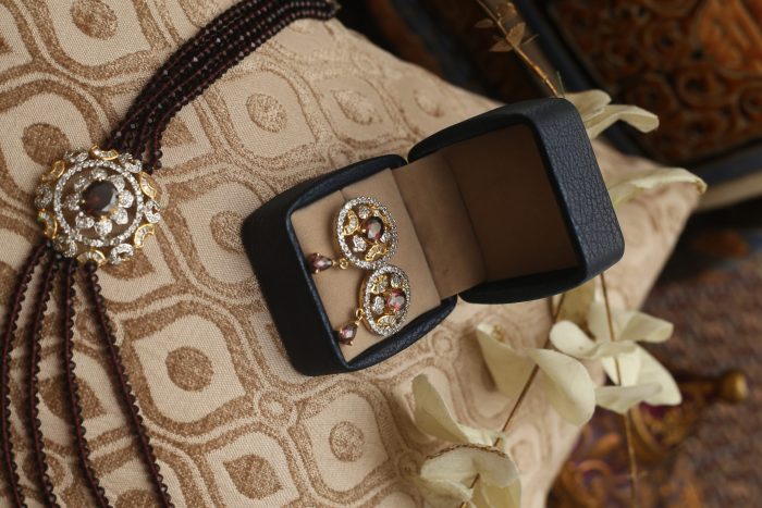 Amethys set with diamond pendant and amethyst 4 strings set with matching earring - Image 4