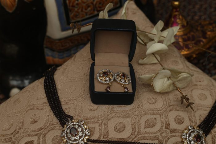 Amethys set with diamond pendant and amethyst 4 strings set with matching earring - Image 5