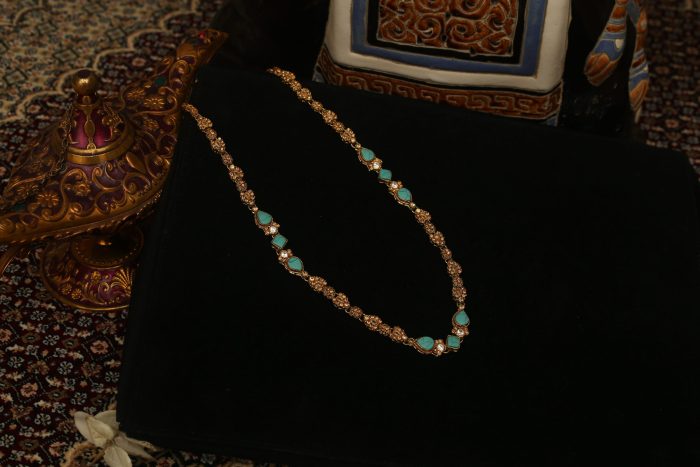 Feroza with Gold- Long (Hijab) Necklace