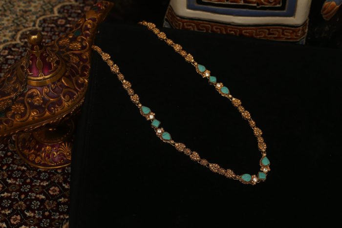 Feroza with Gold- Long (Hijab) Necklace - Image 4