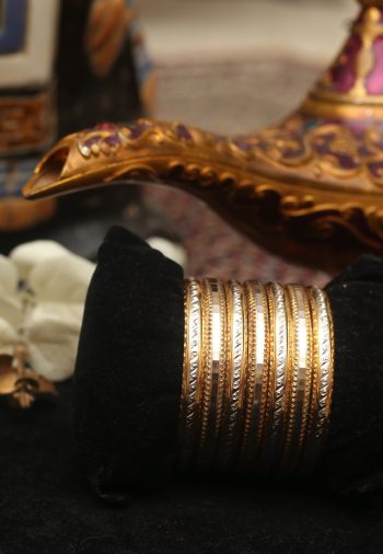 Pure silver bangles with silver and gold