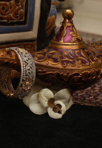 Diamond with gold bangle with open lock