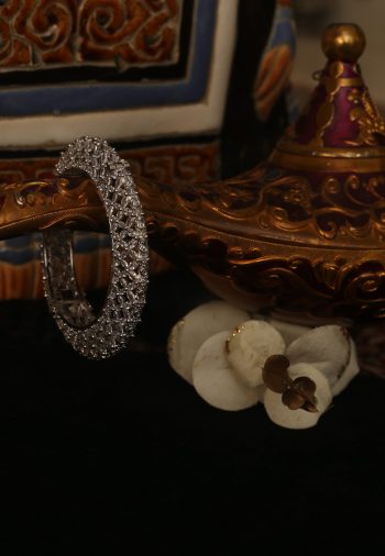 Silver bangle with open lock