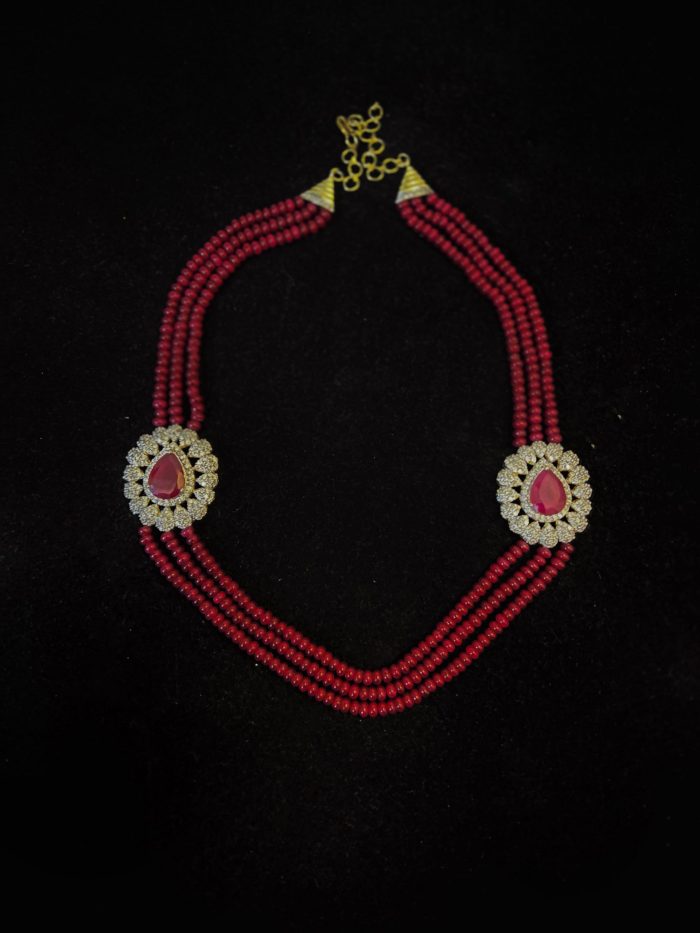 Ruby with diamond pendant with matching earring - Image 7