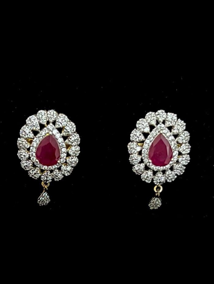 Ruby with diamond pendant with matching earring - Image 8