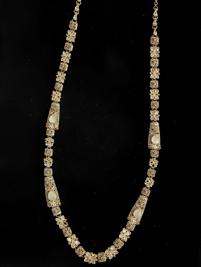 Opal with gold- Long (Hijab) Necklace