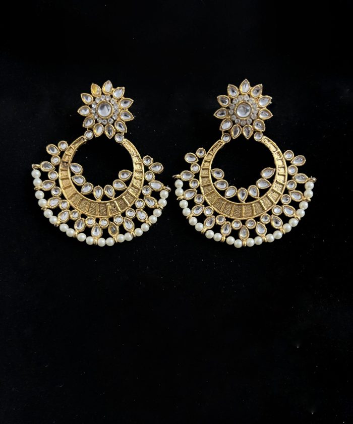 Chand Bali earrings with gold and stone
