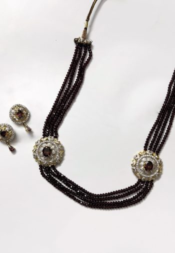 Amethys set with diamond pendant and amethyst 4 strings set with matching earring
