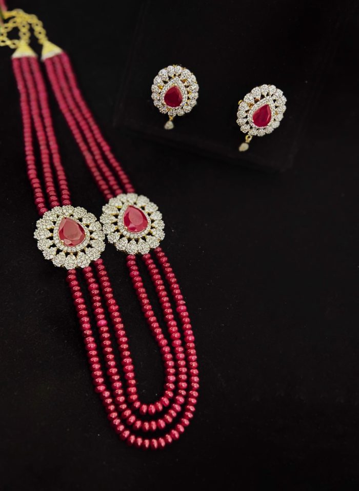 Ruby with diamond pendant with matching earring - Image 2