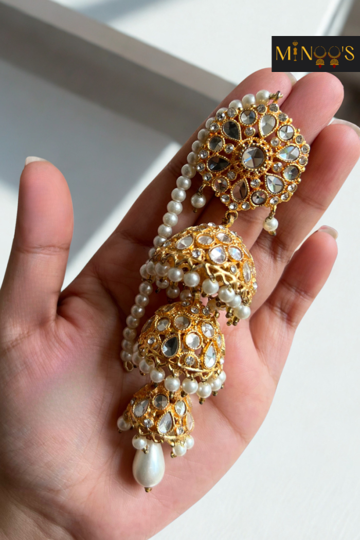 Gold Triple Jhumka - Image 4
