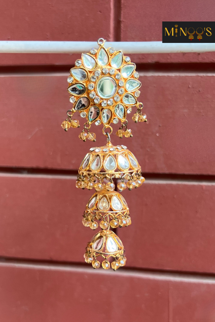 Gold and White Jhumka - Image 4