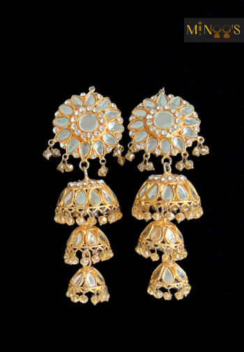 Gold and White Jhumka