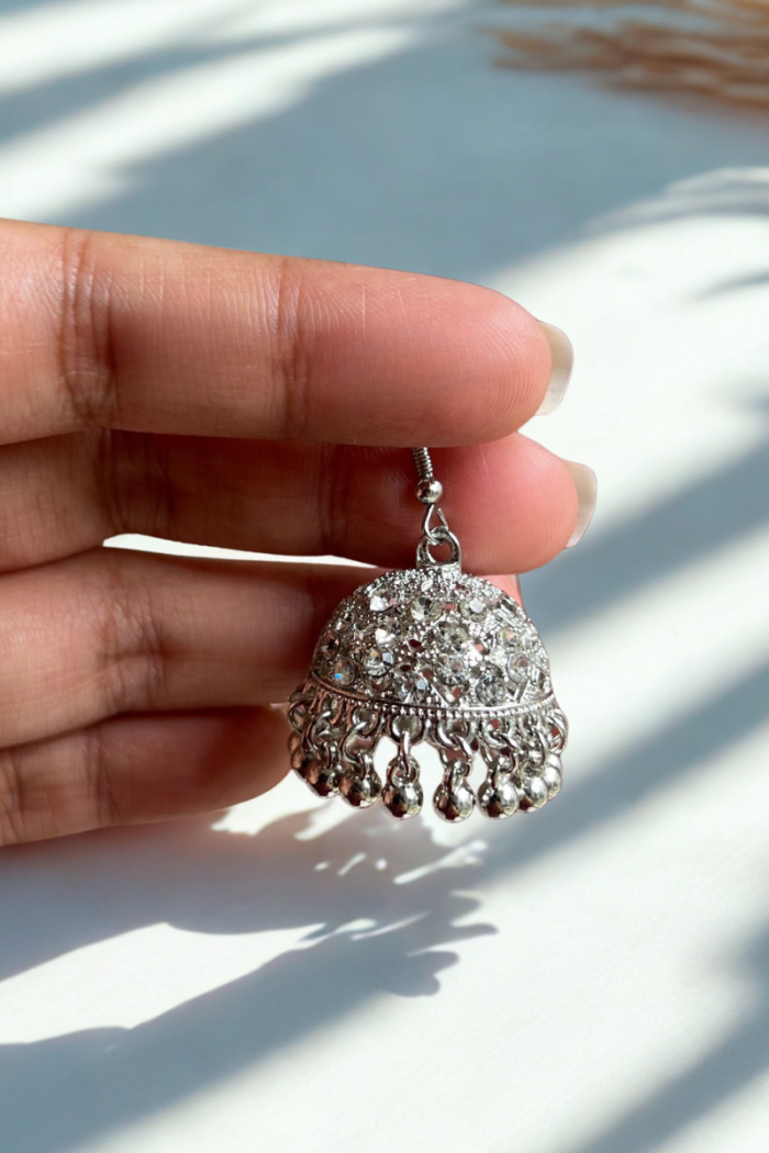 Silver Wash Jhumkas - Image 2