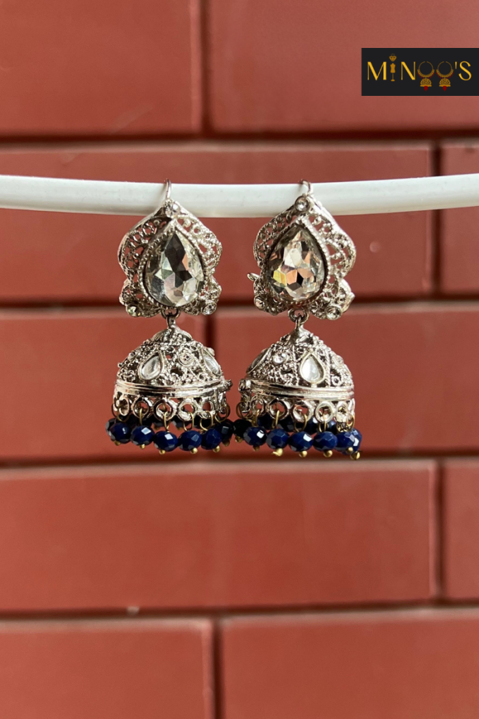 Silver and Blue Jhumka - Image 4