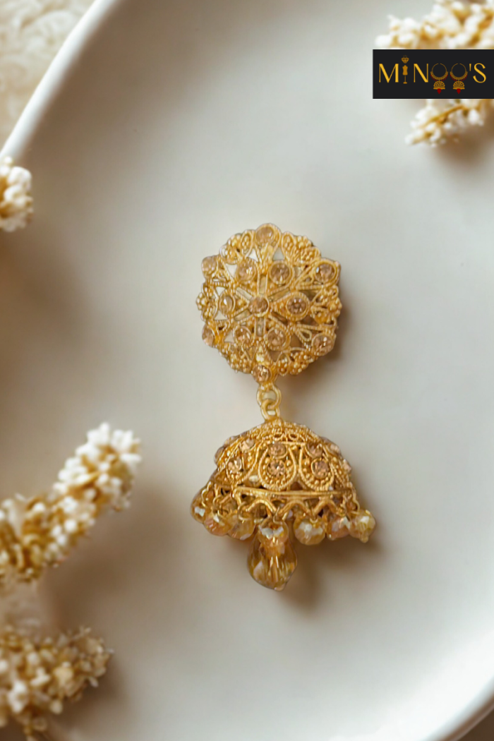 Gold with Pearl Jhumka - Image 2