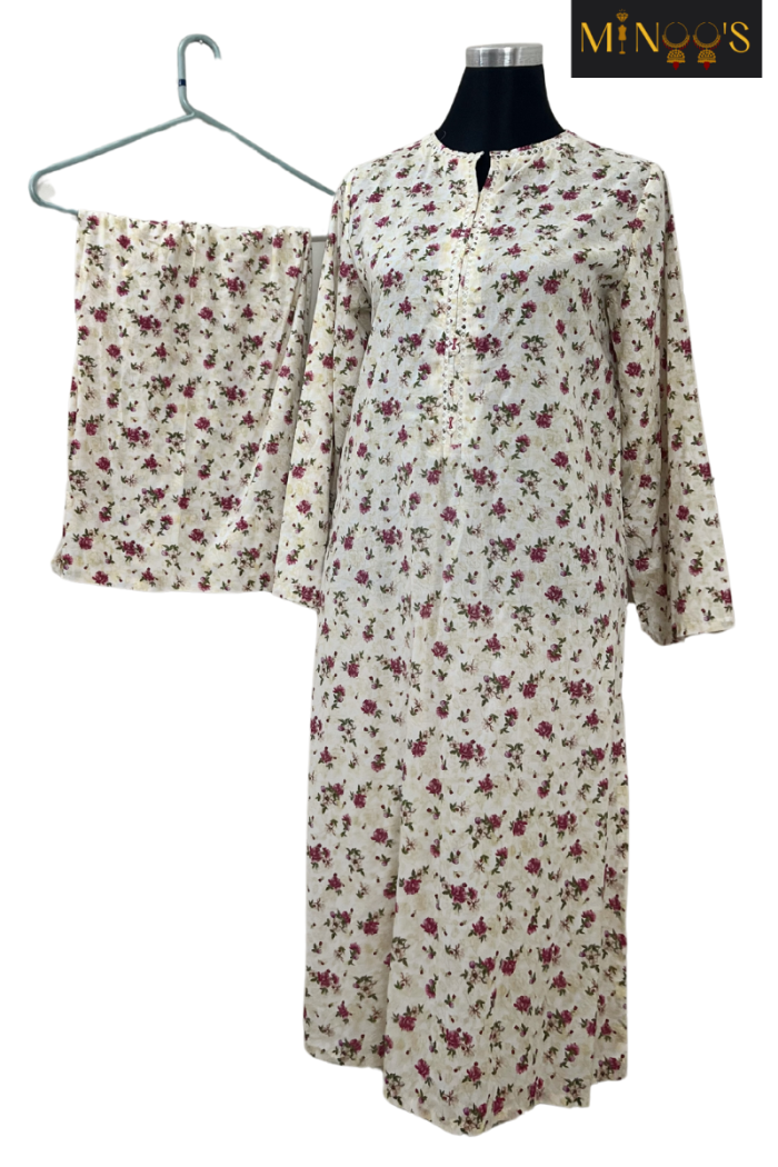 Saya Cottom White Floral Cord-Set